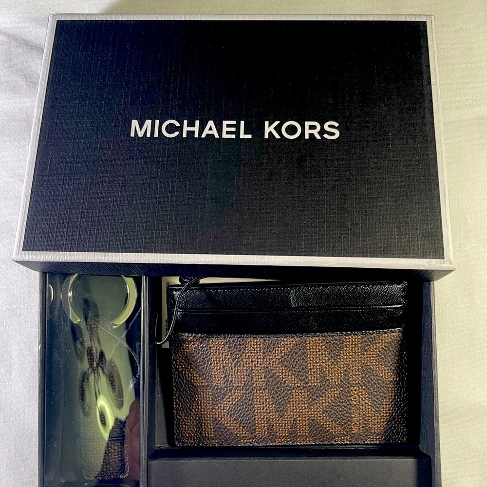 MICHAEL KORS 86F2SGFD1B MEN'S FROM POCKET SLIM CARD HOLDER WITH KEY RING  NEW